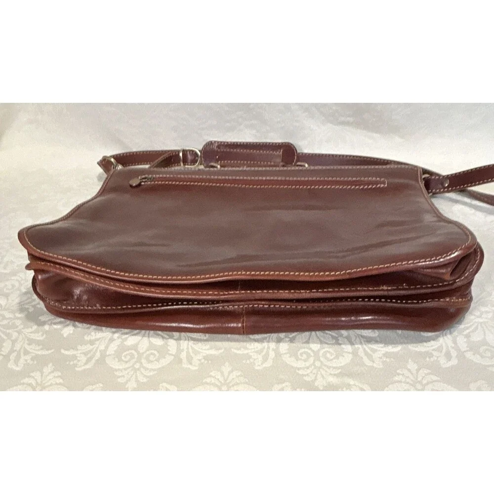 Cenzo Italian Leather Briefcase Messenger Bag Floto Laptop Case Satchel Brown WR